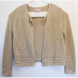 Artisan NY Sweater‎ Womens Medium Beige Boho Cardigan Fringe Knit